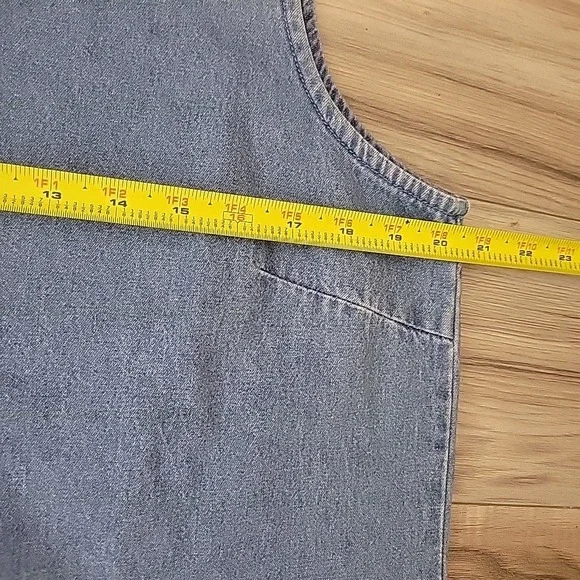 Vintage Blue J Dress Womens Size L  Blue Jean‎ Denim Embroidered Maxi Sleeveless - Picture 9 of 10